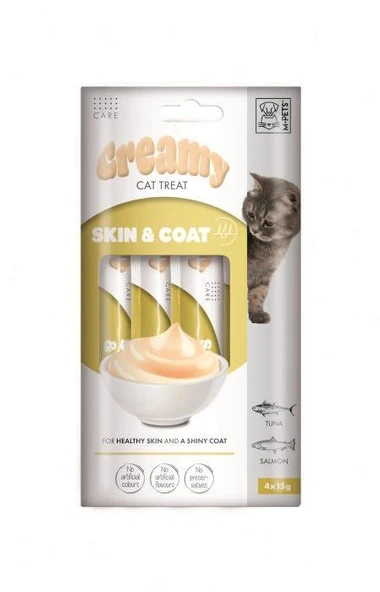 M-PETS Skın & Coat Fonksiyonel Creamy Kedi Ödülü 4x15gr ürün görseli 1