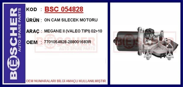 NEIMAN ON CAM SILECEK MOTORU MEGANE II (VALEO TIPI) 02>10 ürün görseli 1