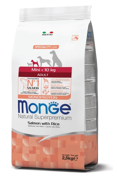 Monge Mini Adult Tek Proteinli Somonlu Pirinçli Yetişkin Köpek Maması 2,5 Kg ürün görseli 1
