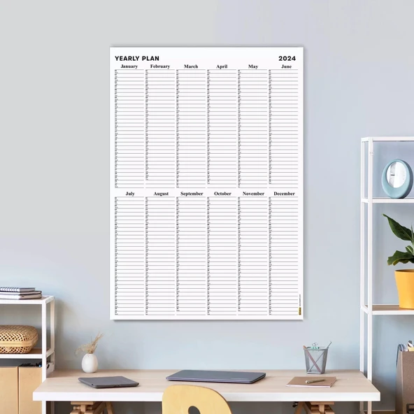 Yıllık Planlayıcı, Aylık Planlayıcı, 2027 Duvar Takvimi, Siyah Beyaz, Sade Minimalist Fonksiyonel ürün görseli 1