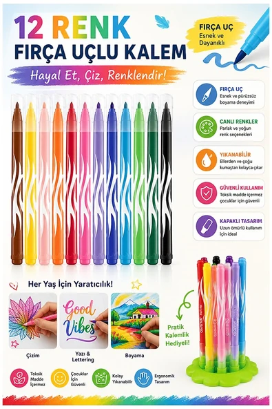 Keçeli Kalem 12 Renk 1 Paket Maped 12 li Keçeli Kalem Canlı Renkler Standlı İnnovation Jungle Color Peps Yıkanabilir ürün görseli 1