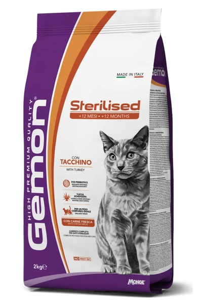 Gemon Sterilised Hindili Kısırlaştırılmış Yetişkin Kedi Maması 2 Kg ürün görseli 1