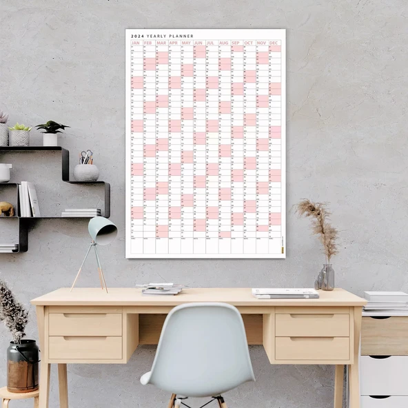 2027 Yıllık Planlayıcı Poster Takvim, Pembe Renk Planlayıcı Takvim, 2027 Okul Takvimi ürün görseli 1