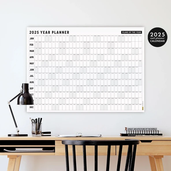 2027 Yıllık Planlayıcı Duvar Takvimi, Aylık Planlayıcı Aile Takvimi, Siyah Beyaz Yatay Takvim ürün görseli 1