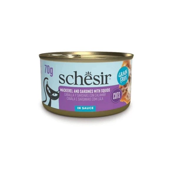 Schesir Sos İçinde Sardalyalı ve Uskumrulu Yetişkin Kedi Konserve Maması 70gr ürün görseli 1