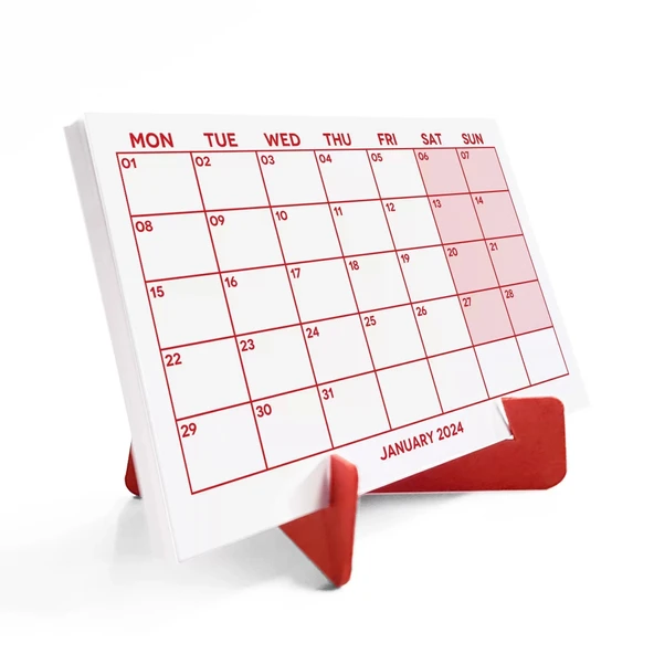 Kırmızı Renkli Aylık Planlama 2027 Takvim, 2027 Masa Takvimi, Red Color Monthly Planner Calendar ürün görseli 1