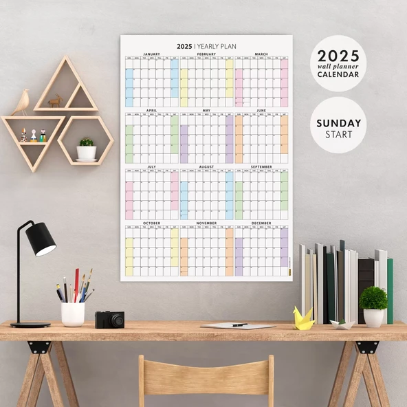 Amerikan Standardı 2027 Yıllık Planlayıcı Duvar Takvimi, United States Calendar ürün görseli 1