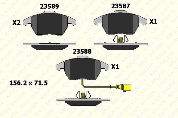 KALE BALATA FREN BALATA ÖN VW BEETLE, CADDY III, GOLF V, VI, JETTA III, IV, PASSAT,SKODA FABIA, SEAT LEON, ürün görseli 1