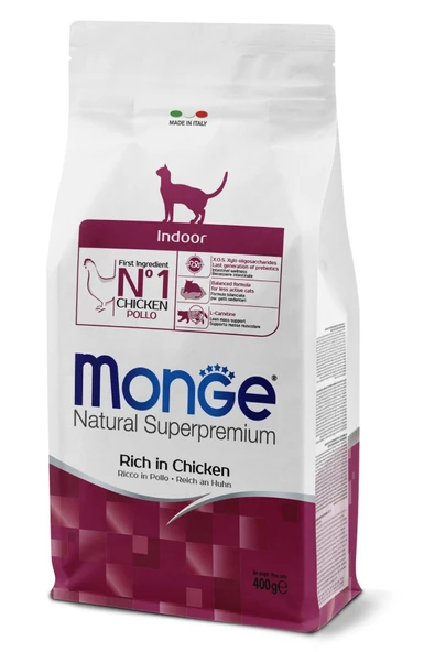 Monge Indoor Tavuklu Ev Kedileri İçin Yetişkin Kedi Maması 400 Gr ürün görseli 1