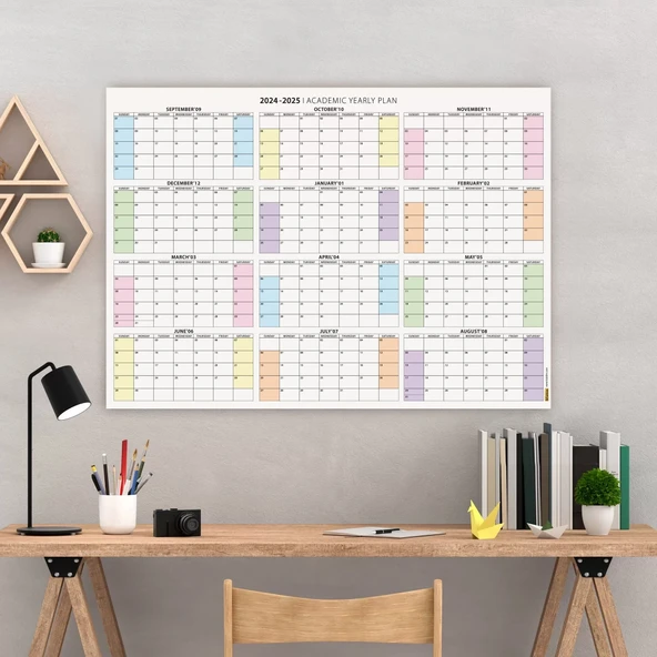 Amerikan Standardı 2026 -2027 Akademik Duvar Takvimi, Eylül Başlangıçlı, PAZAR Günü Başlangıçlı, United States Calendar, ürün görseli 1