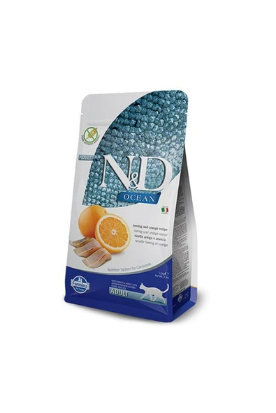 N&D OCEAN CAT HERRİNG&ORANGE ADULT 1,5KG ürün görseli 1