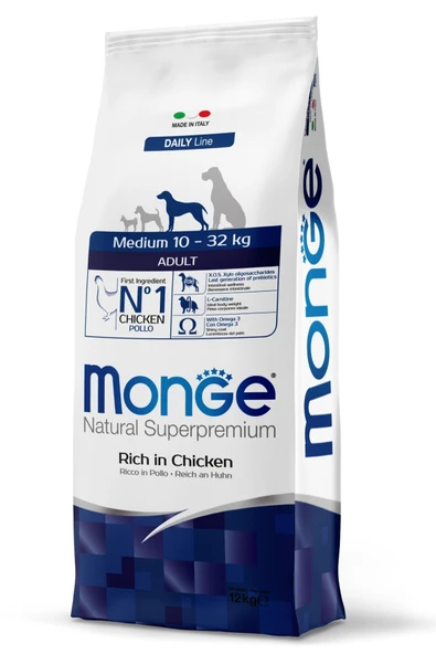 Monge Medium Adult Tavuklu Orta Irk Yetişkin Köpek Maması 12 Kg ürün görseli 1