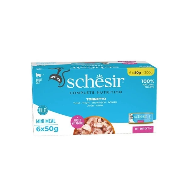 Schesir Pişirme Suyunda Ton Balıklı Yetişkin Kedi Konservesi 6 x 50 gr ürün görseli 1