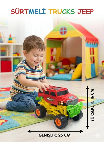 Monster Trucks Sürtmeli Canavar Jeep Dev Boy 25 CM ürün görseli 1