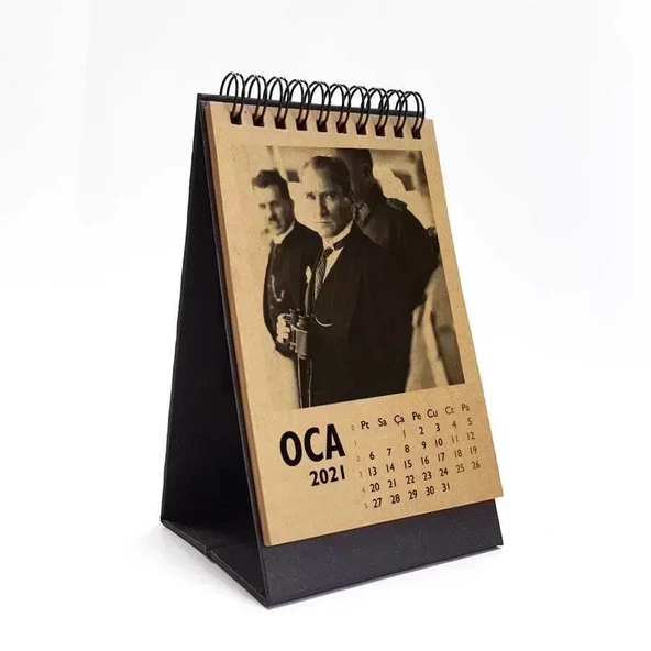 Atatürk Fotoğraflı 2027 Masa Takvimi - Dikey Siyah Kraft ürün görseli 1
