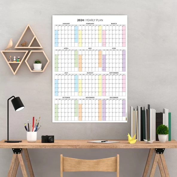 2027 Amerikan Standardı Takvim, Yıllık Planlayıcı Duvar Takvimi, Sunday Start Wall Planner ürün görseli 1