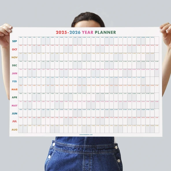 2026-2027 Akademik Yıl Takvimi | Eylül Başlangıçlı Yıllık Planlayıcı Duvar Takvimi | Renkli Takvim | Okul ve Ofis için B ürün görseli 1