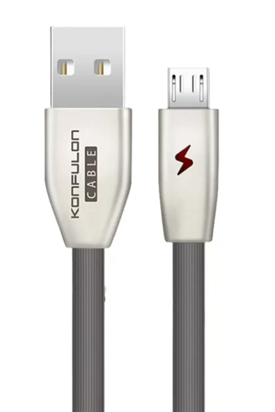 Konfulon S53 Led Işıklı Micro USB Kablo 1M 3A - Siyah ürün görseli 1