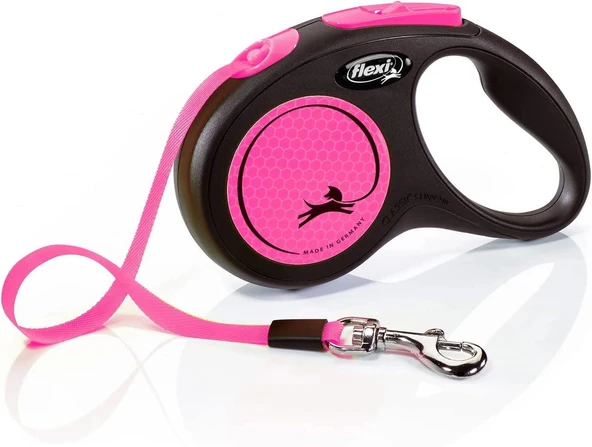 Flexi Neon Şerit Otomatik Köpek Tasması Small 5 mt Pembe ürün görseli 1