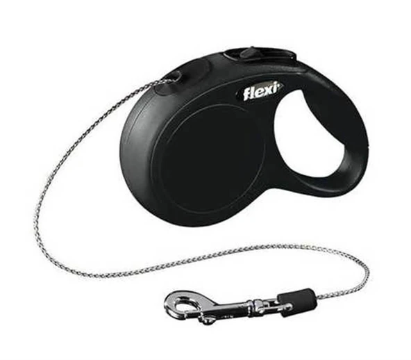 Flexi New Classic İp Otomatik Köpek Gezdirme Tasması Siyah M 5 mt ürün görseli 1