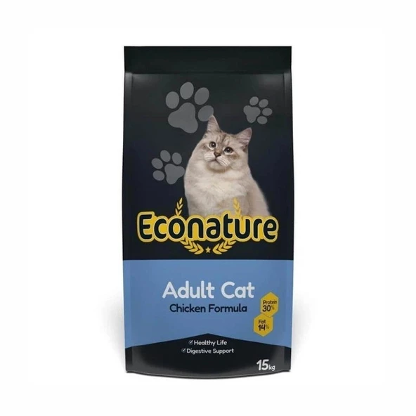 Econature Plus Yetişkin Kuru Kedi Maması Tavuk Etli 15 KG (13,5+1,5 KG Bonus Paket) ürün görseli 1