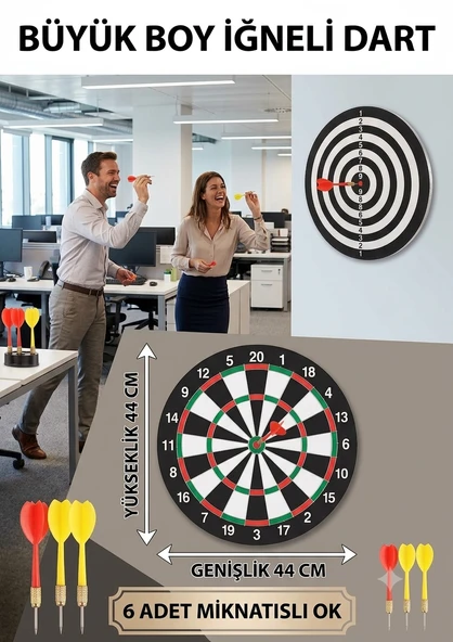 Yüksek Kalite Profesyonel DEV BOY Dart Seti Mega Dart Tahtası 6 Adet iğneli ok (( 45 CM )) 17İNÇ ürün görseli 1
