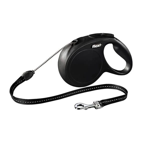 Flexi New Classic İp Otomatik Köpek Gezdirme Tasması Siyah M 8 mt ürün görseli 1