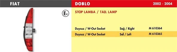 MARS STOP LAMBA FIAT DOBLO / SOL (2002-2006) (DUYSUZ) ürün görseli 1
