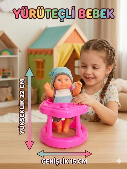 Yürüteçli Et Bebek Kız Çocuklar İçin Renkli 20 cm Boyunda ürün görseli 1