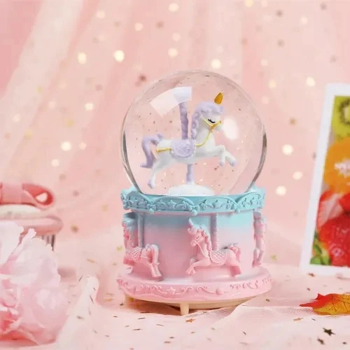 Orta Boy Işıklı Unicorn Kar Küresi - Resim 2