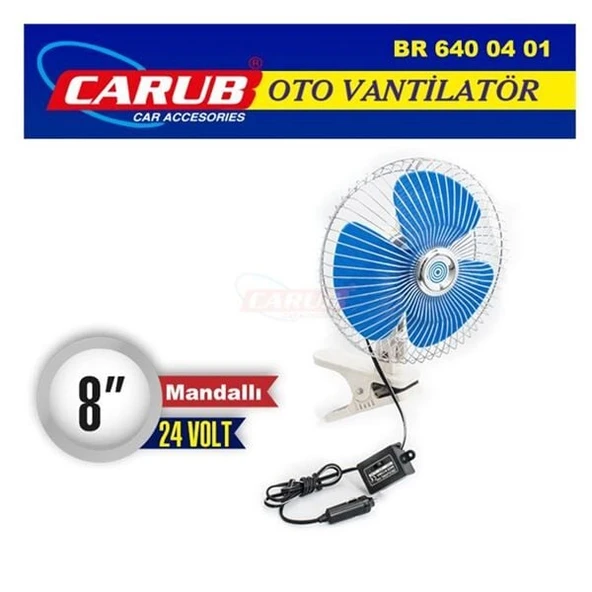 CARUB VANTİLATÖR 24V 8 İNCH MANDALLI ürün görseli 1