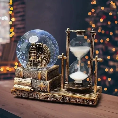 Dekoratif Kar Küresi ve Kum Saati Gold ürün görseli 1