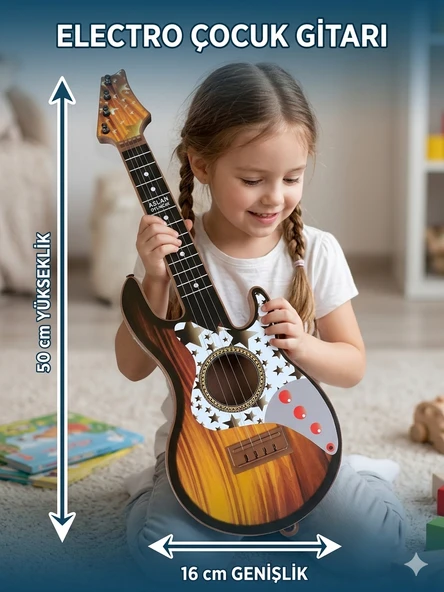 Elektro Çocuk Gitar Kartelalı Kahvernegi Renk 50 Cm ürün görseli 1