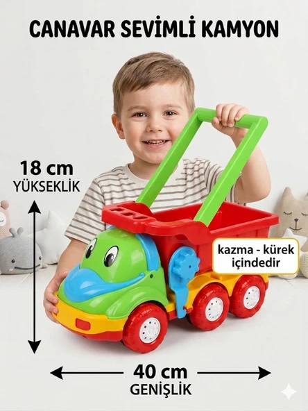 Canavar Kamyonlar Dev Boy Kazma Kürekli Mavi 39 CM ürün görseli 1