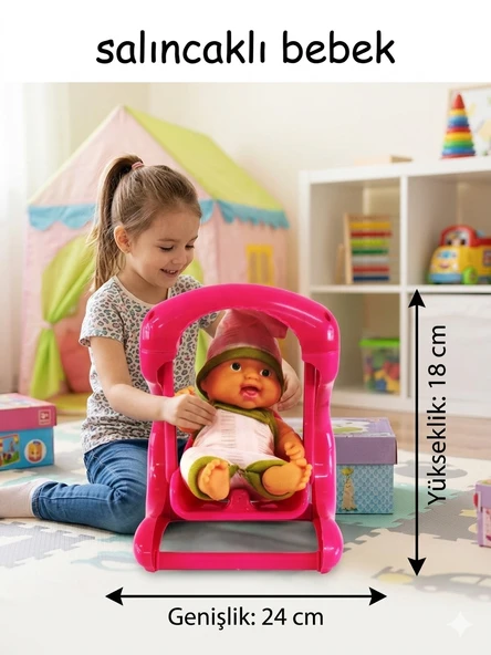 Salıncaklı Et Bebek Kız Çocuklar İçin Renkli Eğlenceli Oyun Arkadaşı ürün görseli 1