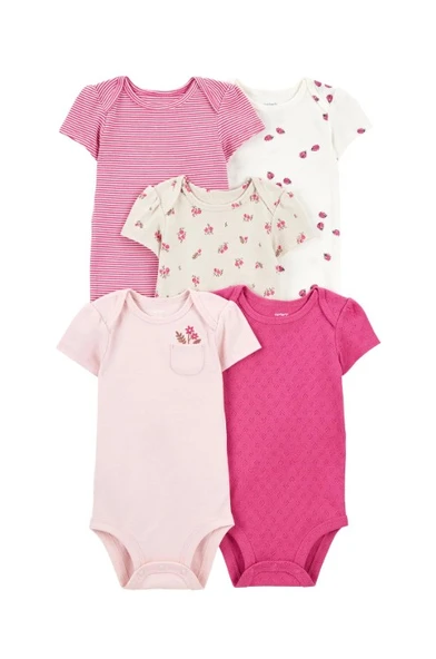 Carters  Layette Kız Bebek Kısa Kollu 5li Body 1T010210 Desenli ürün görseli 1
