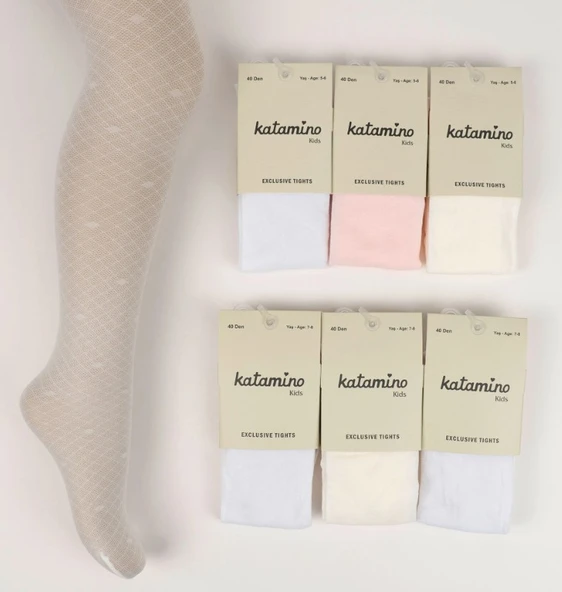 Katamino Sumire İnce Desenli Kız Külotlu Çorap K60237 Asorti ürün görseli 1