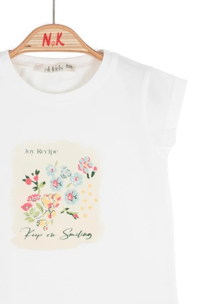 NK Smiling Tshirt 31600 Ekru Mavi - Resim 3