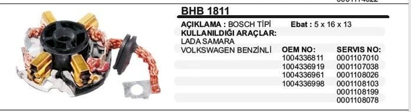 DODO KÖMÜR YUVASI LADA SAMARA /VW BENZİNLİ 92-96 BOSCH TİP ürün görseli 1