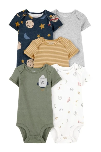 Carters Layette Erkek Bebek Kısa Kollu 5li Body 1T122010 Renkli ürün görseli 1