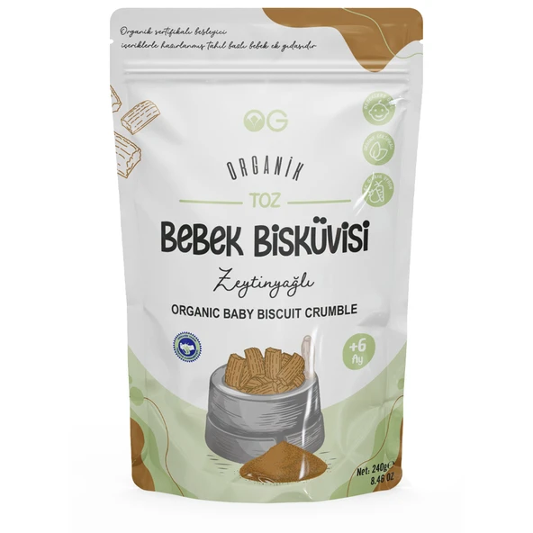 OG Natural Organik Toz Zeytinyağlı Bebek Bisküvisi 240 Gr 6+ Ay ürün görseli 1