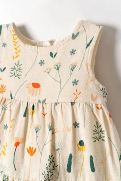 NK Sunflower Elbise 71603 Krem - Resim 3