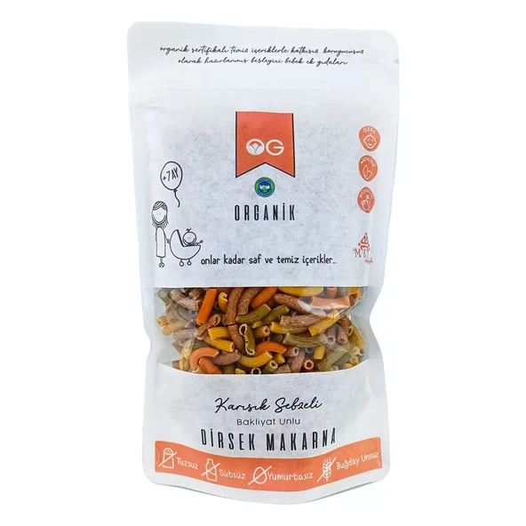 OG Natural Organik Karışık Sebzeli Bakliyat Unlu Dirsek Makarna 200 Gr ürün görseli 1