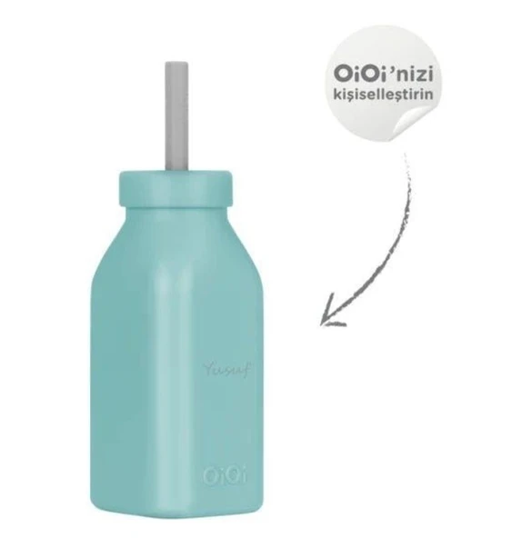 OiOi Şişe + Pipet 200 ml Aqua Green / Powder Grey ürün görseli 1