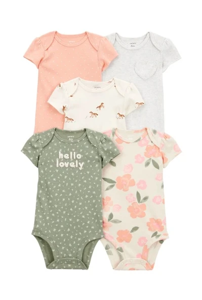 Carters  Layette Kız Bebek kısa Kollu 5li Body 1T100410 Desenli ürün görseli 1