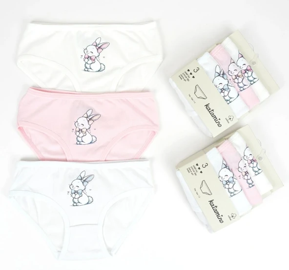 Katamino Tavisan 3lü Kız Slip Set K128668 Asorti ürün görseli 1