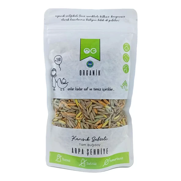 OG Natural Organik Karışık Sebzeli Tam Buğday Arpa Şehriye 250 Gr ürün görseli 1