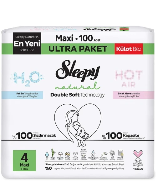 Sleepy Natural Double Soft Külot Bez Ultra Paket 4 Beden 100 Adet ürün görseli 1