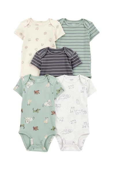 Carters  Layette Erkek Bebek Kısa Kollu 5li Body 1T009410 Desenli ürün görseli 1