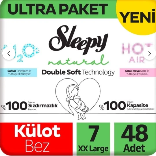 Sleepy Natural Double Soft Külot Bez Ultra Paket 7 Beden 48 Adet ürün görseli 1